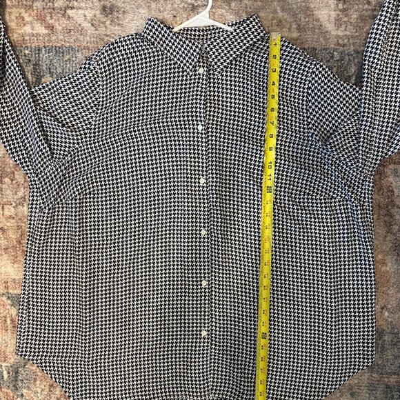 Ralph Lauren Chaps Women's Plus L/S Houndstooth Button-Front Shirt Top Blouse 2X - Picture 8 of 9